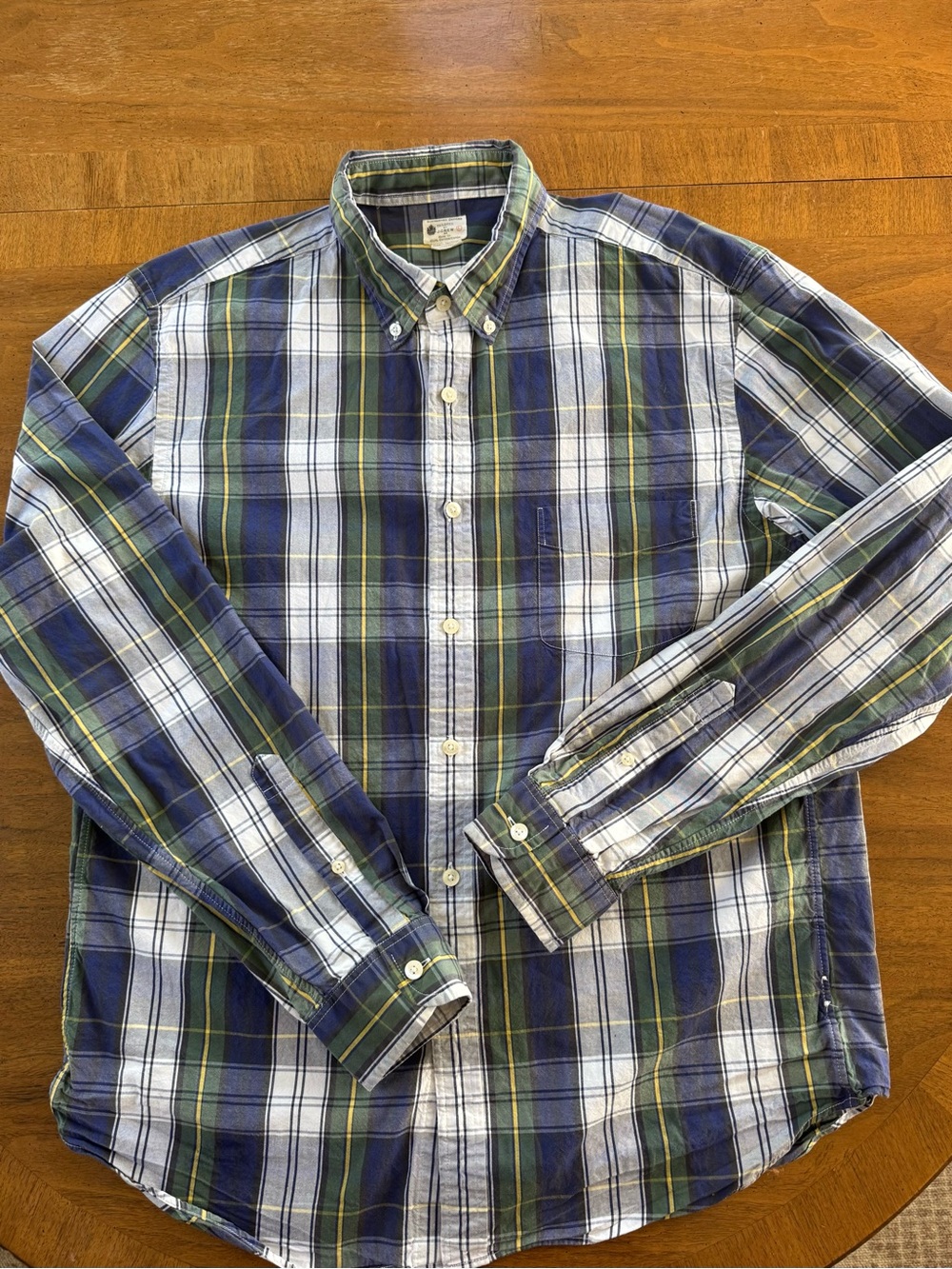 J.Crew Men's Long-Sleeve Button-Down Plaid Shirt - Blue/Green